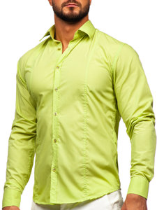 Camisa elegante de manga larga para hombre verde Bolf 6944