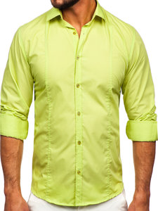 Camisa elegante de manga larga para hombre verde Bolf 6944