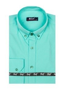 Camisa elegante de manga larga para hombre verde claro Bolf 5821-1