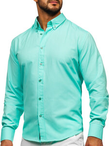 Camisa elegante de manga larga para hombre verde claro Bolf 5821-1