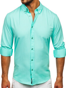 Camisa elegante de manga larga para hombre verde claro Bolf 5821-1