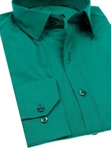 Camisa elegante de manga larga para hombre verde oscuro Bolf 1703