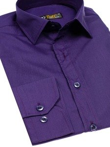 Camisa elegante de manga larga para hombre violeta Bolf 1703