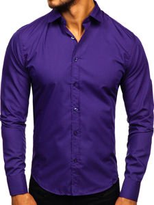 Camisa elegante de manga larga para hombre violeta Bolf 1703