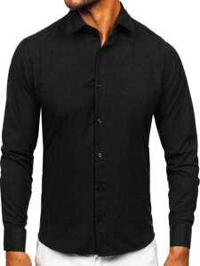 Camisa elegante para hombre de manga larga negra Bolf 24740