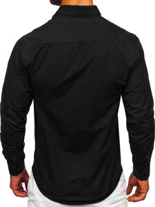 Camisa elegante para hombre de manga larga negra Bolf 24740