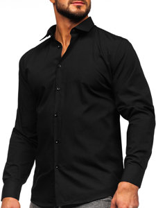 Camisa elegante slim fit de manga larga para hombre negro Bolf MS14