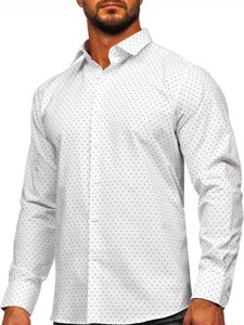 Camisa estampada de manga larga para hombre blanco Bolf T597