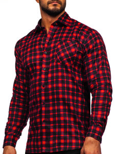 Camisa flanela a cuadros de manga larga para hombre burdeos Bolf F4