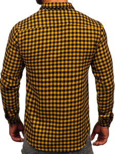 Camisa franela a cuadros de manga larga para hombre camel Bolf 22701