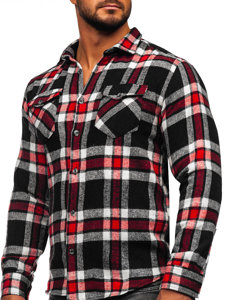 Camisa franela a cuadros de manga larga para hombre rojo Bolf 22702