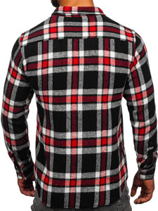 Camisa franela a cuadros de manga larga para hombre rojo Bolf 22702