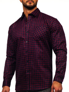 Camisa franela a cuadros de manga larga para hombre rojo Bolf F4