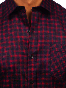 Camisa franela a cuadros de manga larga para hombre rojo Bolf F4