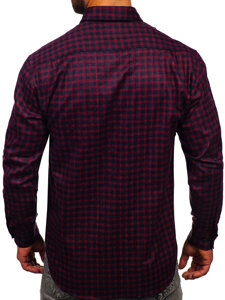 Camisa franela a cuadros de manga larga para hombre rojo Bolf F4