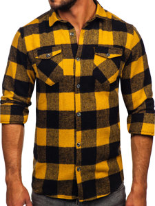 Camisa franela de manga larga para hombre camel Bolf 20723