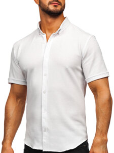 Camisa muselina de manga corta para hombre blanco Bolf 2013