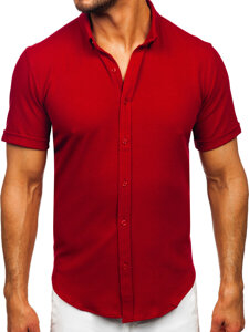 Camisa muselina de manga corta para hombre burdeos Bolf 2013