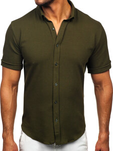 Camisa muselina de manga corta para hombre caqui Bolf 2013