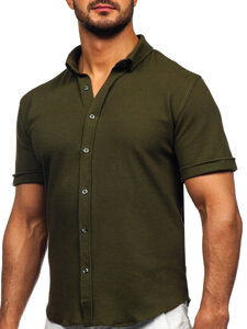 Camisa muselina de manga corta para hombre caqui Bolf 2013