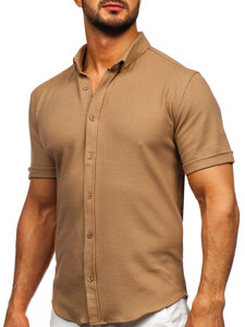 Camisa muselina de manga corta para hombre marrón Bolf 2013