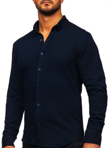 Camisa muselina de manga larga para hombre azul oscuro Bolf 506