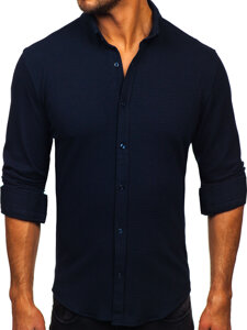 Camisa muselina de manga larga para hombre azul oscuro Bolf 506