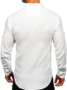 Camisa muselina de manga larga para hombre blanco Bolf 22746