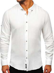 Camisa muselina de manga larga para hombre blanco Bolf 22746