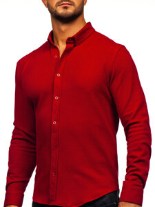 Camisa muselina de manga larga para hombre burdeos Bolf 506