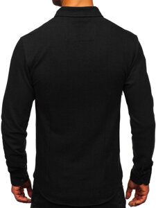 Camisa muselina de manga larga para hombre negro Bolf 506