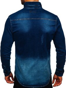 Camisa vaquera a manga larga para hombre color azul oscuro Bolf R802