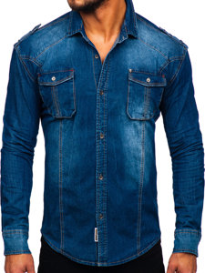 Camisa vaquera de manga larga para hombre azul Bolf MC701B