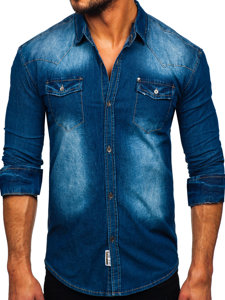 Camisa vaquera de manga larga para hombre azul Bolf MC704B