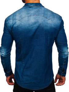 Camisa vaquera de manga larga para hombre azul Bolf MC704B