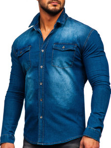 Camisa vaquera de manga larga para hombre azul claro Bolf MC7051BC