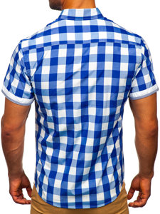 Camiseta a manga corta a cuadros para hombre color azul real Bolf 4508