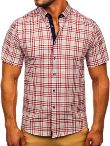 Camiseta a manga corta a cuadros para hombre color crudo Bolf 201501