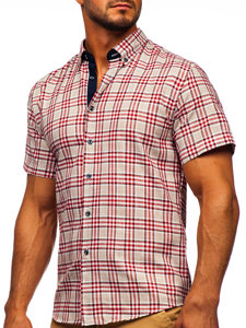 Camiseta a manga corta a cuadros para hombre color crudo Bolf 201501