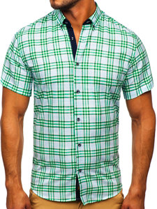 Camiseta a manga corta a cuadros para hombre color verde Bolf 201501