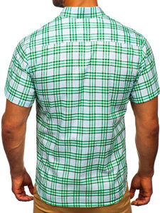 Camiseta a manga corta a cuadros para hombre color verde Bolf 201501