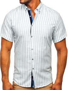 Camiseta a manga corta a rayas para hombre color azul celeste  Bolf 21500