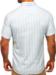 Camiseta a manga corta a rayas para hombre color azul celeste  Bolf 21500