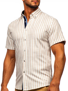 Camiseta a manga corta a rayas para hombre color beige Bolf 21500