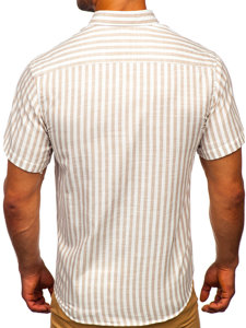 Camiseta a manga corta a rayas para hombre color beige Bolf 21500