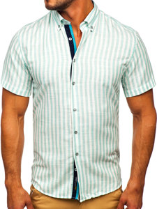 Camiseta a manga corta a rayas para hombre color verde menta Bolf 21500