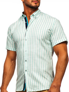 Camiseta a manga corta a rayas para hombre color verde menta Bolf 21500