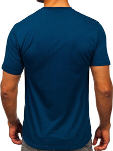 Camiseta algodón con impresión para hombre azul oscuro Bolf 5052