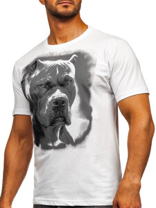 Camiseta algodón con impresión para hombre blanco Bolf 5067