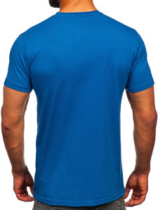 Camiseta algodón de manga corta con impresión para hombre azul Bolf 143001